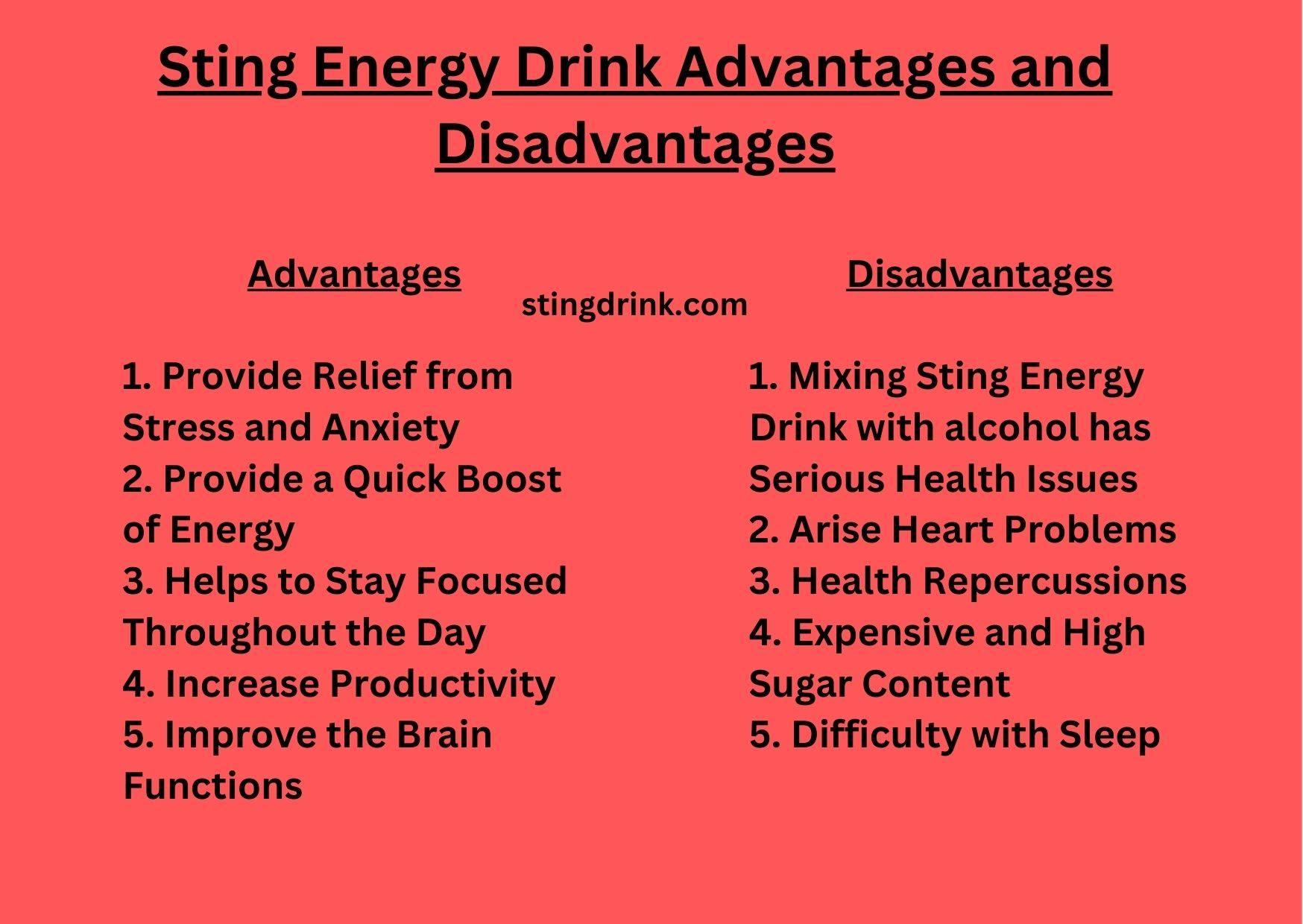 5 Sting Energy Drink Advantages and Disadvantages